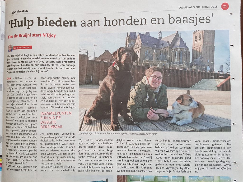 kim-de-bruijni-ndjoy-hulp-honden-baasjes-cuijks-weekblad-okt-2018